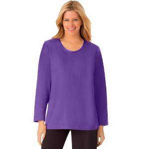 Dreams & Co. Satin Trim Sleep Tee - 1 of 4