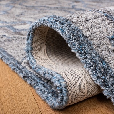 Handmade Blue and Gray Tufted Wool Abstract Area Rug