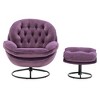 CAVINAS Modern Velvet Armless Accent Chair with Ottoman,Mid-Century Inspired Living Room Seating for Living Room,Apartment - 2 of 4