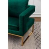 Velvet-Like Contemporary Accent Armchair with Cut-Out Armrests and Gold Metal Frame - 3 of 4