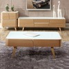 POVISON Mid Century Modern Rectangular Coffee Table, Tempered Glass Tabletop, 2 Solid Wood Drawers, MDF, For Livingroom, 45.66’’, Light Wood - 3 of 4