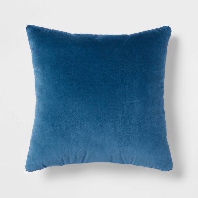 Solid Velvet Linen Reversible Square Throw Pillow Blue - Threshold™