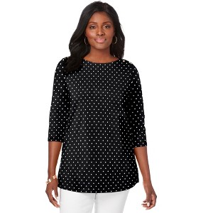 Jessica London Women's Plus Size Stretch Cotton Boatneck Tunic - 1 of 4