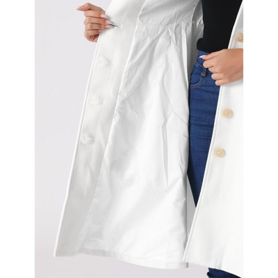 INSPIRE CHIC Women's Winter Single Breasted Trench Pockets Hooded Long Sleeve Overcoat White Large — фото 5