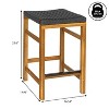 JONATHAN Y Armand Modern Coastal Backless Acacia Wood Outdoor Bar Stool with Woven Rope Sea - 4 of 4