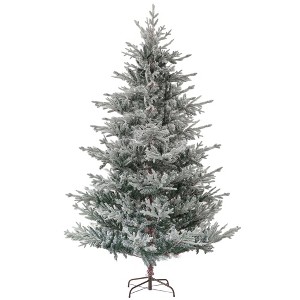 Aghana Digitals 7.5ft Snow-Flocked Nordic Pine Xmas Tree: Hinged, Flame-Retardant, Steel Base for - 1 of 4