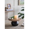 Dexmalle Round Wooden Pedestal Tray with Black Detailing and Sculptural Stand - 2 of 4