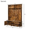 80 Inch Entryway Hall Tree with Bench and Storage, 3-in-1 Entryway Bench with Coat Rack & 2 Drawers, Widen Mudroom Bench for Living Room, Brown - 2 of 4
