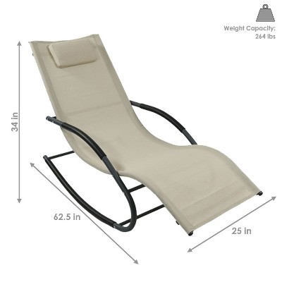 Beige Steel Rocking Wave Lounge Chairs with Cushions, Set of 2