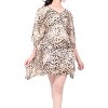 LA LEELA Women's Holiday Loose Beachwear Swim Suit Summer Bathing Suit Cover-up Short Robe Dress Medium-Large Yellow, Animal Icon - 4 of 4