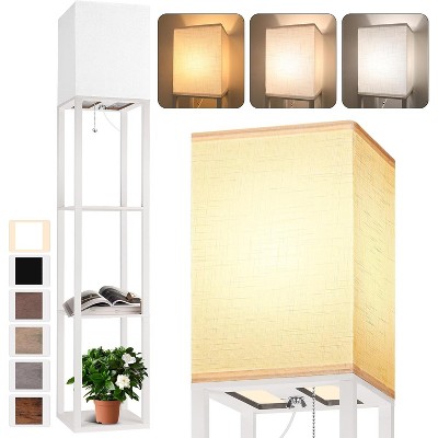 Floor Lamp with Shelves for Living Room, Shelf Floor Lamp with 3 CCT LED Bulb, Corner Display Standing Column Lamp