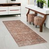 Brick Red And Gray Floral Medallion Area Rug With Fringe - 2 of 4