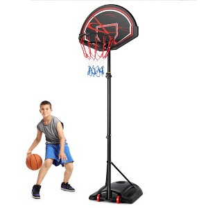 Costway 5.6-7.5FT Height Adjustable Basketball Hoop System Stand W/Wheels Adults & Youth - 1 of 4