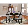 HomeStock 5-Piece Natural Oak Finish Solid Wood Top Dining Table with 4 Parson Chair with Drop Leaf Lattice Back - 2 of 4