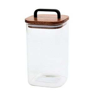 Sharp Chef Glass Airtight Storage Jar with Wooden Acacia Lid, Glass Food Storage Jars, 37 oz / 1.1 L / 4.5 cups - 1 of 3