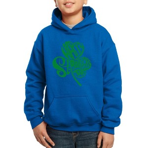 LA Pop Art Boy's Word Art Hooded Sweatshirt - St. Patrick's Day Shamrock - 1 of 4