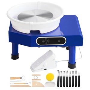 VEVOR Pottery Wheel, 10in Ceramic Wheel Forming Machine, Foot Pedal ABS Detachable Basin, 60-300RPM Adjustable Speed Manual LCD Panel, Blue - 1 of 4