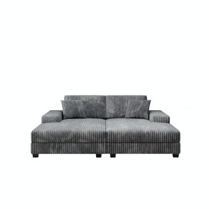 TIRAMISUBEST Corduroy Fabric Sectional Sofa, Convertible Combination Sofa, Modular Design Double Lounge Chair, Gray - 1 of 4