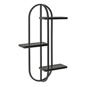 Kate & Laurel All Things Decor 18"x6"x30" Ramos Wood/Metal Accent Shelf Black: Modern Floating Storage, 3-Tier Design - 1 of 4
