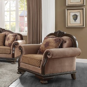 44" Chateau De Ville Chair with Pillow Fabric/Espresso Finish - Acme Furniture - 1 of 4