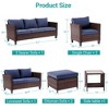 Sonkuki 7 Pieces PE Rattan Furniture Set with Side Table, Patio Chair with Cushion, Ottomans for Lawn, Light Gray - 3 of 4
