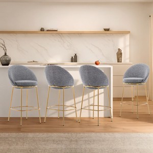 Set of 4 Armless Counter Height Bar Stools,Upholstered Barstools with Metal Frame,Metal Bar Stools for Kitchen Island or Bistro-Cuddlewood - 1 of 4