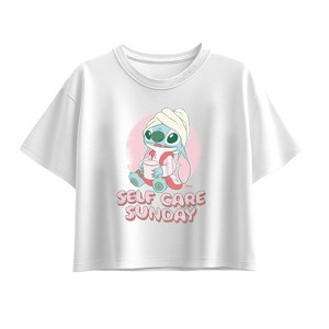 Girls' - Disney - Stitch Self Care Short Sleeve Boxy Graphic T-Shirt - 1 of 1