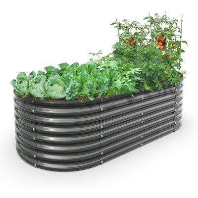 Anybear 6x3x2ft Quartz Grey Galvanized Oval Garden Bed