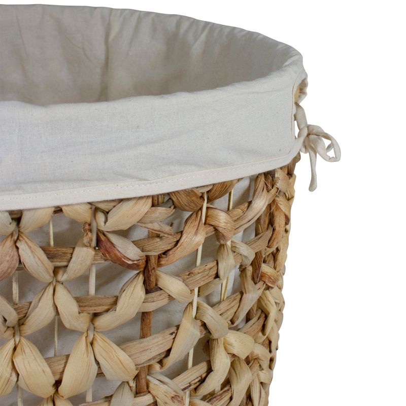 Northlight 16" Natural Woven Laundry Hamper Basket with Cotton Liner and Lid, 4 of 5