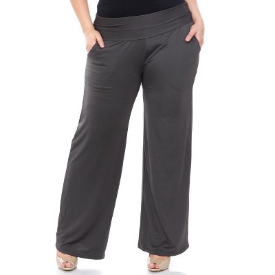 Women's Plus Size Solid Palazzo Pants - White Mark