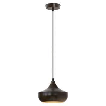 River of Goods 9.75" 1-Light Mika Bronze and Gold Finish Metal Pendant