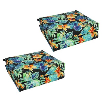 Blazing Needles, 20-inch by 19-inch Patterned Outdoor Spun Polyester Chair Cushions (Set of 4)