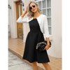 Coolmee Women Hollowed Cropped Cardigan Sweaters Crew Neck Button Down Open Front Knit Bolero Shrugs - 2 of 4