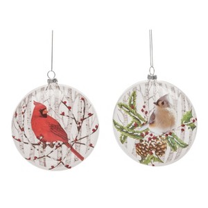Transpac Glass 5.5 in. Multicolored Christmas Painted Winter Birds Ornament Set of 2 - 1 of 4