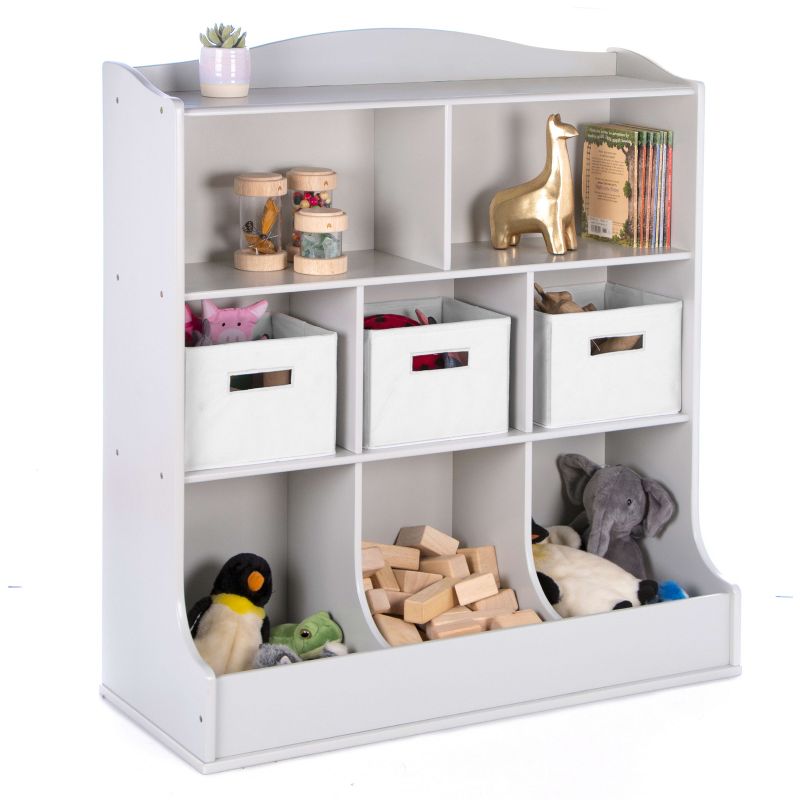 Guidecraft Kids' Toy Storage Organizer: Children's Wooden Bedroom Shelf, Cubby Organizer and Playroom Bookshelf with Open Toy Chest, 5 of 7