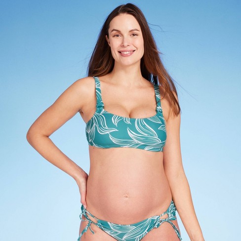 Nursing Bikini Maternity Top - Isabel Maternity by Ingrid & Isabel™  Turquoise Green Floral L D/DD Cup