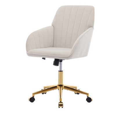 Vynxaria BEIGE Adjustable Office or bedroom Chair and Ergonomic Swivel Chair Comfortable for long sitting