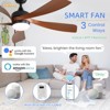 52 Inch Smart Ceiling Fan With Lights and Remote High CFM Reversible DC Bedroom Ceiling Fan 6 Wind Speeds Dimmable LED 5 Carved ABS Blades - 2 of 4