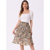 INSPIRE CHIC Women's Floral Ruffle Elastic High Waist Button Flowy Split Skirt - 2 of 4