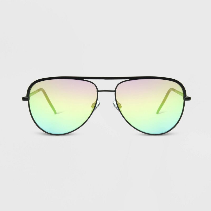 Men's Rainbow Shiny Metal Aviator Sunglasses - Original Use™: Scratch-Resistant, UV Protection, Polycarbonate Lens