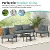 FIONECA 6-Piece Half Moon Outdoor Sectional Sofa Set with 2 Coffee Tables, Gray PE Wicker Patio Furniture with Cushions & Pillows - 2 of 4
