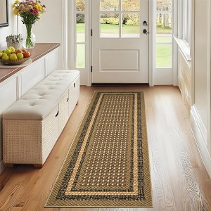 Area Rugs for Living Room Bedroom Farmhouse Bordered Braided Print Rug Geometric Soft Low Pile Non-Slip Area Rug - 1 of 4