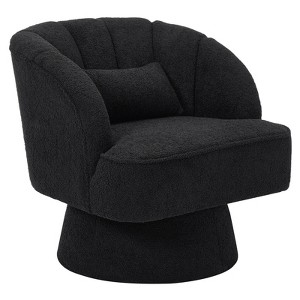 Modern Swivel Barrel Accent Chair - 360 Degree Velvet Upholstered Armchair, Plush Padding, Comfy Round Lounge Chair for Living Room, Bedroom - 1 of 4