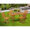 HomeStock 5-Piece Rectangle Natural Oak Finish Solid Wood Top Dining table with 4-Chairs with Slat Back - 2 of 4