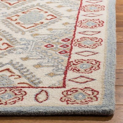Ivory and Red Hand-Tufted Wool Area Rug, 2'6" x 4'