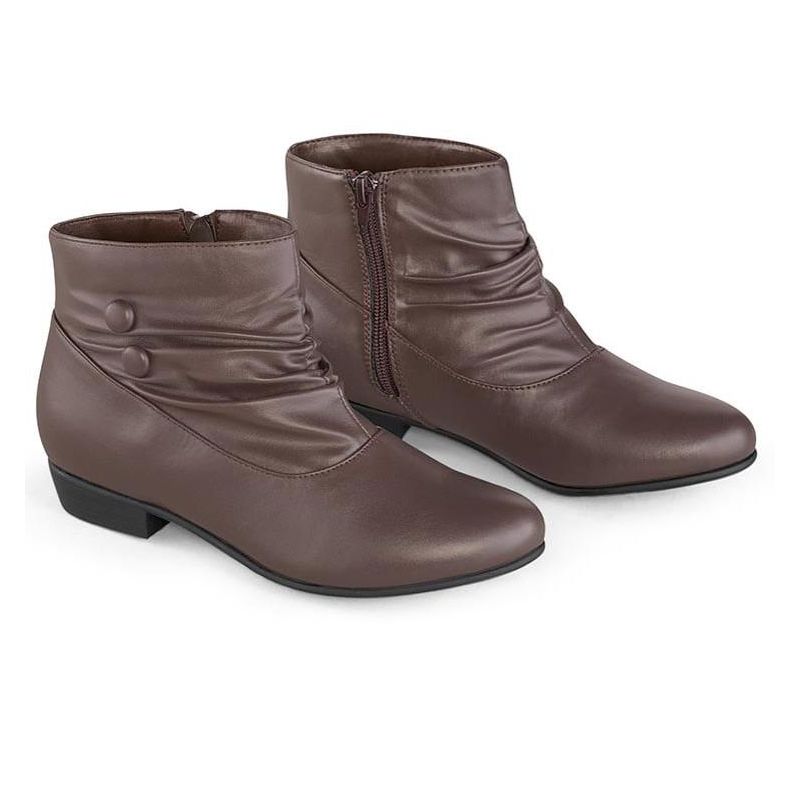 Collections Etc Faux Leather Scrunch Ankle Boots, Wide Width, 3 of 4