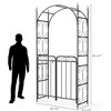 8FT Black Garden Arch with Gate ¨C Heavy-Duty Metal Arbor for Wedding Decor, Sturdy Steel Archway for Climbing Roses & Vines - 2 of 4
