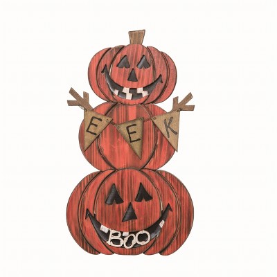 Transpac Wood Orange Halloween Pumpkin Stack Decor