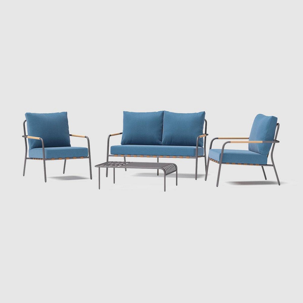 Lunen 4pc Seating Set - Blue - RST Brands