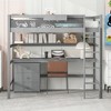 Twin Size Loft Bed with Desk, Blackboard, Storage Box, Shelf and 3 Drawers, Gray/White-ModernLuxe - 2 of 4